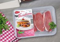 مستطيل PP PET اللحوم الطازجة صواني الطعام القابل للتصرف الحرارة ختم عالية الحاجز