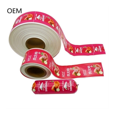أغلفة النقانق البلاستيكية الصف الغذائي النقانق التعبئة والعلبة النقانق الغلاف المخصص Flexography الطباعة شعار العلامة التجارية