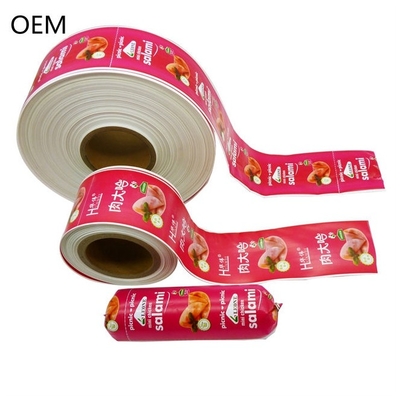 أغلفة النقانق البلاستيكية الصف الغذائي النقانق التعبئة والعلبة النقانق الغلاف المخصص Flexography الطباعة شعار العلامة التجارية