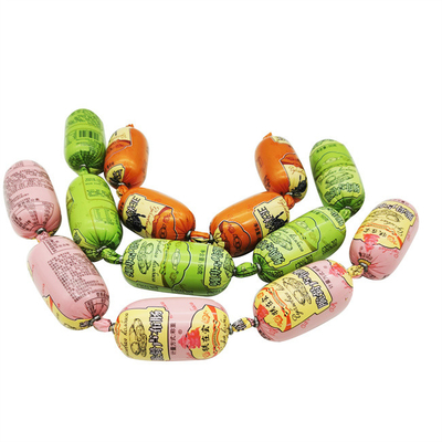 طباعة شعار مخصص OEM مواد التعبئة والتغليف السجق اللون الأخضر غلاف بلاستيكي السجق