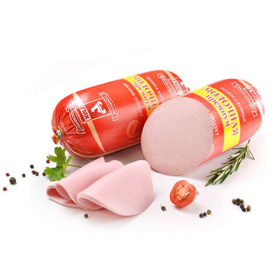 الحلال الصف الغذائي الشعار المخصص المطبوع النيلون النقانق غلاف 20-100mm عيار لمعالجة اللحوم